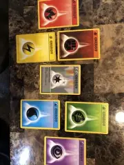 POKEMON Card double colorless energy set 7pc Shadowless Vintage 1999 Base Set.
