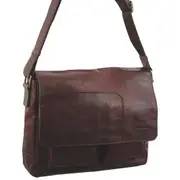 Pierre Cardin Rustic Leather Computer/Messenger Carry On Bag 31cm Chestnut