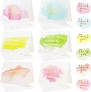 Bighan Thank You Cards Set 12 Sheets Thank You Greeting Cards with 12 Sheets Envelopes, Greeting Cards for Valentine's Day Wedding Teachers Mother Father Kids, B