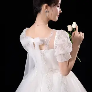 法式婚紗2023新款新娘主婚紗重工縫制奢華拖尾風夢幻顯瘦齊地105