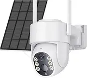 WiFi PTZ Camera Outdoor Solar IP Camera 4MP HD Built-in Battery Video Surveillance Camera Long Time Standby(4MP Add 64GB Card)