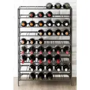 54 Bottle Deluxe Large Foldable Gray Metal Wine Rack, 9 Tier Wine Bottle Shelf