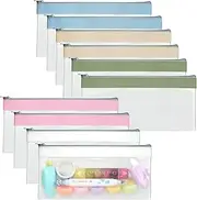 Clear Pencil Pouch, FHDUSRYO Pencil Case with Metal Zipper, Pencil Bags Marker Organizer, Pen Storage Case Travel Cosmetic Makeup Pouch, Stationery Toiletries Bag for Office (10Pcs)