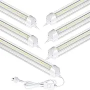 TONGLIN LED Tube Light, 6Pack 60cm LED Shop Light 18W, T8 V-Shaped 6500K 2000LM Daylight Bulb, Plug and Play Linkable Shop Lights for Room, Garage, Workbench, Warehouse