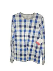 burts bees baby boy longSleeve Size Large Blue Plaid Boy PJ 1pc