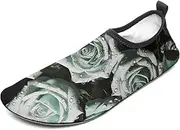 [BTCOWZRV] Water Shoes for Women Men Green Rose Water Sports Shoes Slip-on Breathable Lightweight Athletic Aqua Sock