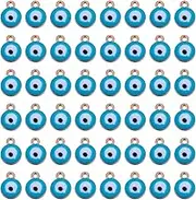 EXCEART 100pcs Evil Eye Charms Vintage Double Sided Mini Metal Evil Eye Beads Pendant for DIY Jewelry Earring Necklace Craft Making