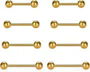 [vcmart] Nipple Rings Tongue Rings Stainless Steel Straight 14G Barbells Piercing Jewelry 12mm,14mm,16mm,18mm