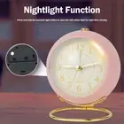 Modern Bedside Silent Analog Alarm Clock with Night Light Battery Powered Д