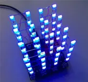 4X4X4 3D Light Cube Electronic Kits Blue Arduino Shield Blue LED Precise DIY Kit