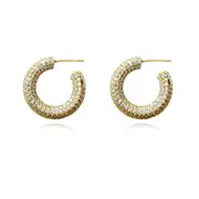 Culturesse Elior Embellished Hoop Earrings 18k Gold Plating Austria Zirconia