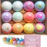 Bath Bombs Set, 12 pcs Natural Shea Butter & Safe Oil Bath Bomb for Skin Moisturizing, Handmade Bubble Bath & Fizzy, Ideal Presents for Women (Pink Box)