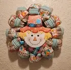 Scarecrow Wreath - Teal - Handmade - Deco Mesh & Ribbon