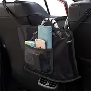 Car Handbag Holder Seat Storage Organizer Mesh Large Capacity Bag for Purse Storage Phone Documents Pocket,Barrier of Backseat Pet Kids,Cargo Net Pocket Tissue Holder (Black)