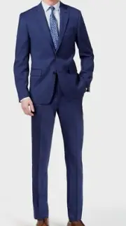 Calvin Klein Men's Blue Skinny-Fit 2-Piece Wool-Blend Jacket Pants Suit Size 40S