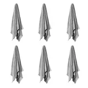 6PK Linen House Aria Silver Cotton/Bamboo Quick Dry Soft Hand Towel 40x71cm Grey