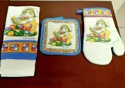 Laurie Korsgaden Oven Mitt Dish Towel & Pot Holder Easter Bunny NWOT