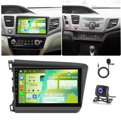 6G+128GB CarPlay For Honda Civic 2012-2015 Car Radio Stereo Android 13 GPS DSP