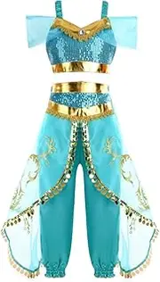 Costume Bay Blue Princess Dress Costume for Girls, Elegant Fantasy polyester Fancy Dress,Birthday Parties, Halloween, Book Week, and Costume Events, Kids Special Occasions