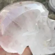 3.19 lb Natural quartz hand carved crystal skull reiki healing