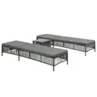 2pcs Sun Loungers with Table Outdoor Patio Garden Pool Recliner Lounge Chairs