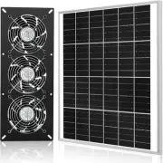 Solar 3 Fan Kit, 25W Panel Powered Exhaust 3 fan kit, Black