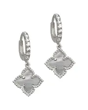 ADORNIA Pearl Floral Dangle Hoops