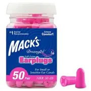 Mack's Dreamgirl Soft Foam Earplugs,50 Pair,Pink -Small Ear Plugs For Noise less