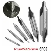 Set Tool 6pcs Center Drill Bits HSS Double End Drilling 5/3/2.5/2/1.5/1mm