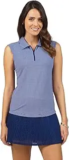 [IBKUL] Athleisure Wear Sun Protective UPF50+ Icefil Cooling Tech Mini Check Sleeveless Polo – 14754