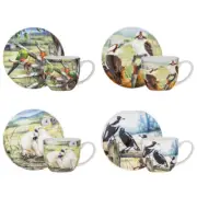 Ashdene A Country Life Set of 4 Cups and Saucers Set Giftboxed