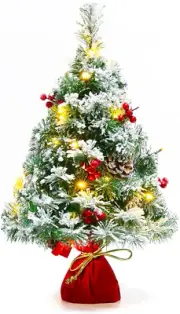 21.6 Inch Snow Flocked Christmas Tree Artificial Mini Christmas Tree Pine Tree I