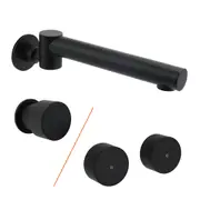 Matt Black Round Swivel Wall Bath Spout Basin Mixer Faucet Water Outlet Hot Cold Tap