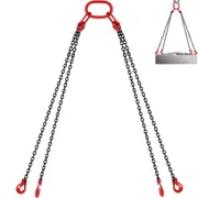 Chain Sling 5/16" X 10' Engine Lift Chain G80 Alloy Steel Engine Chain Hoist Lifts 3 Ton with 4 Leg Grab Hooks and Adjuster