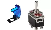 1 PC DPDT HEAVY DUTY TOGGLE SWITCH 20AMP@125V - TRANS-BLUE COVER # ST77/66-5019