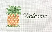Hand-painted Needlepoint Canvas, Pineapple WELCOME , 13" mesh, NEW