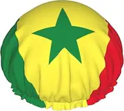 Flag Of Senegal Print Various Activities Shower Cap Reusable Soft And Lightweight Bath Hair Cap Long Hair