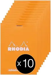 RHODIA 12558C - Dot pad Stapled Notepad N°12 Orange - 8.5x12 cm - Dot Dotted - 80 Detachable Sheets - 80G Clairefontaine Paper - Coated Card Cover - Pack of 10 pads