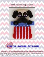 Patriotic Pug Magnet-Plastic Canvas Pattern or Kit