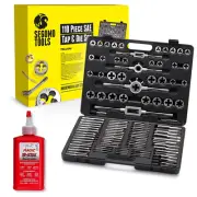 Segomo Tools 110 Piece SAE Tap And Die Threading Tool Set With Cutting Fluid
