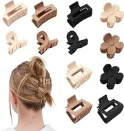 12Pcs Small Hair Clips Matte Medium Claw Clips for Women and Girls Small Claw Clips for Thin/Medium Fine Hair Strong Hold Jaw Clips Non-Slip Cute Mini Hair Clips (Style 1, 4CM)