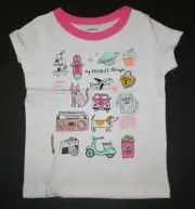 New Carter's Girls 4T yr Top Favorite Things Sparkle Glitter White Short Sleeve