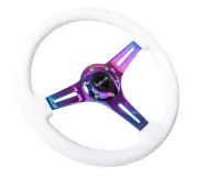 NRG ST-015MC-GL 350mm White Wood Neochrome Center Steering Wheel Universal