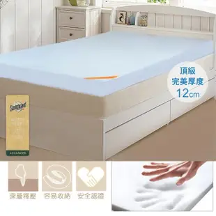 【LooCa】吸濕排汗釋壓12cm記憶床墊-共3色(單大3.5尺)