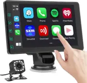 7" Wireless Car Stereo with Apple Carplay & 1080P Reverse Camera,Portable Touch