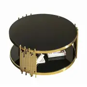 Chelsea Gold Coffee Table - Black Glass