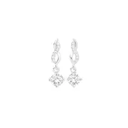 Silver Cubic Zirconia Drop On Twist Loop Earrings in Clear