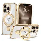 Compatible with Case with Invisible Magnetic Ring Stand iPhone 13 Pro Max Gold