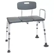 Equate Medical Durable Transfer Bench with Back Rest, Shower, 350 lbs, Black