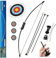 Kids Archery Set with Suction Arrows 36" Black Junxing Beginner Archery Set Recurve Safe Youth Long Bow & 3 Arrow 3 Target